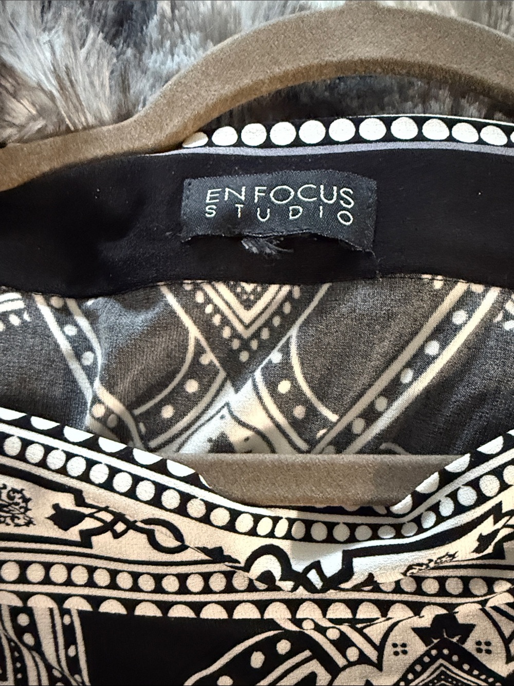 Enfocus Studio Black and White Printed Midi Dress